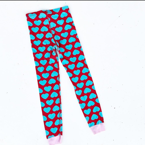 Hanna Andersson Heart Print Pajamas PJ Set Long Sleeve Red Blue 10 - Picture 5 of 5